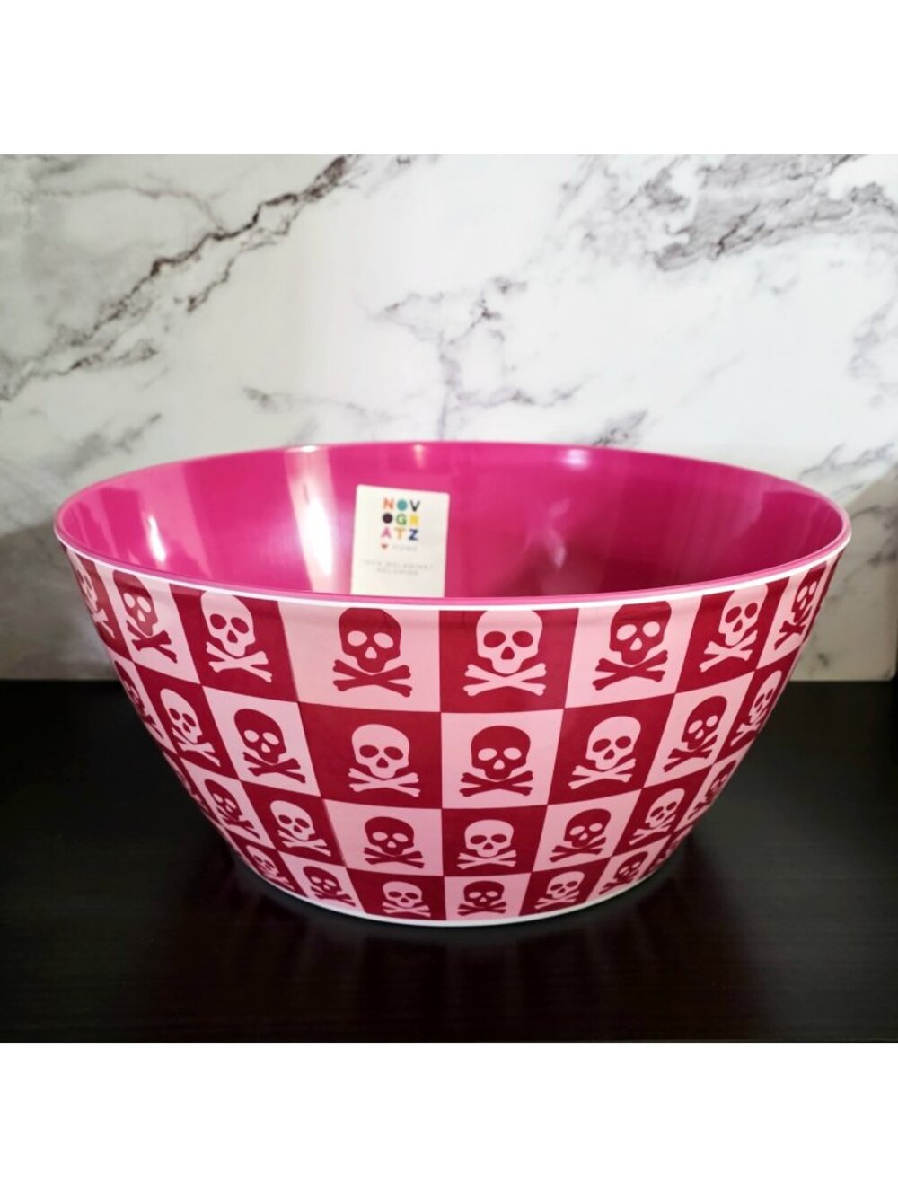 XLarge Halloween NOVOGRATZ Melamine Candy Bowl Skull Print Dishwasher Safe 14x6"